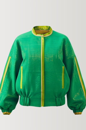 Green Aṣọòkè Bomber Jacket with Gold Details - Regular