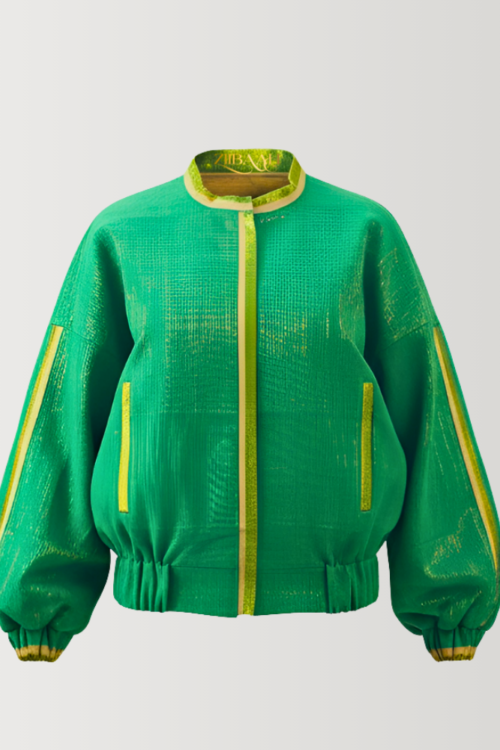 Green Aṣọòkè Bomber Jacket with Gold Details – Regular