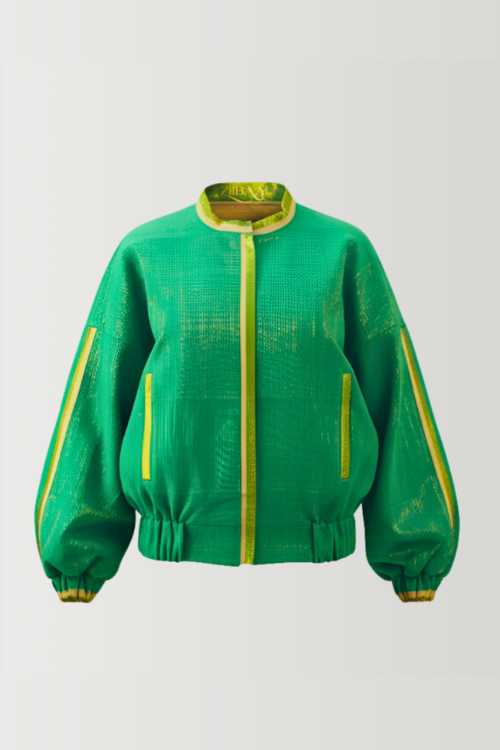 Green Aṣọòkè Bomber Jacket with Gold Details