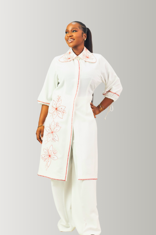 Embroidered Linen Tunic Set