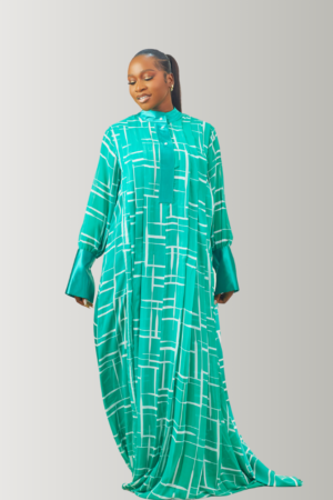 The Zaria Maxi Dress In Green & White
