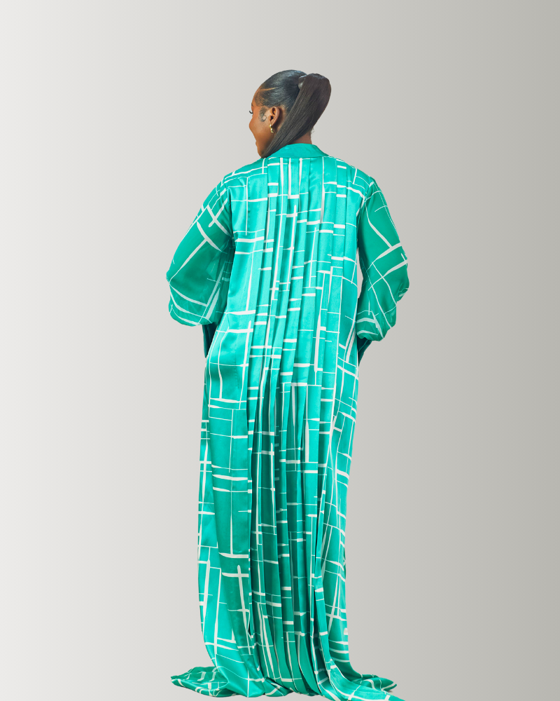 The Zaria Maxi Dress In Green & White - Image 3