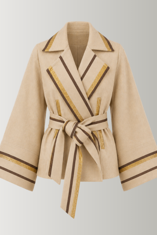 Beige Asooke Trench Jacket
