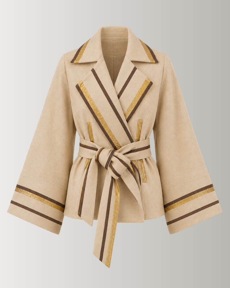 Beige Asooke Trench Jacket