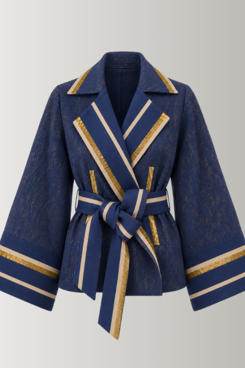 Blue Asooke Trench Jacket