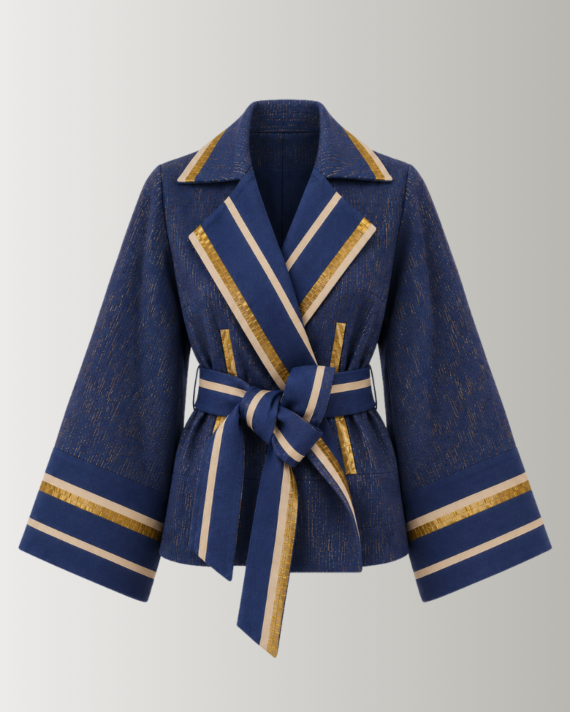 Blue Asooke Trench Jacket