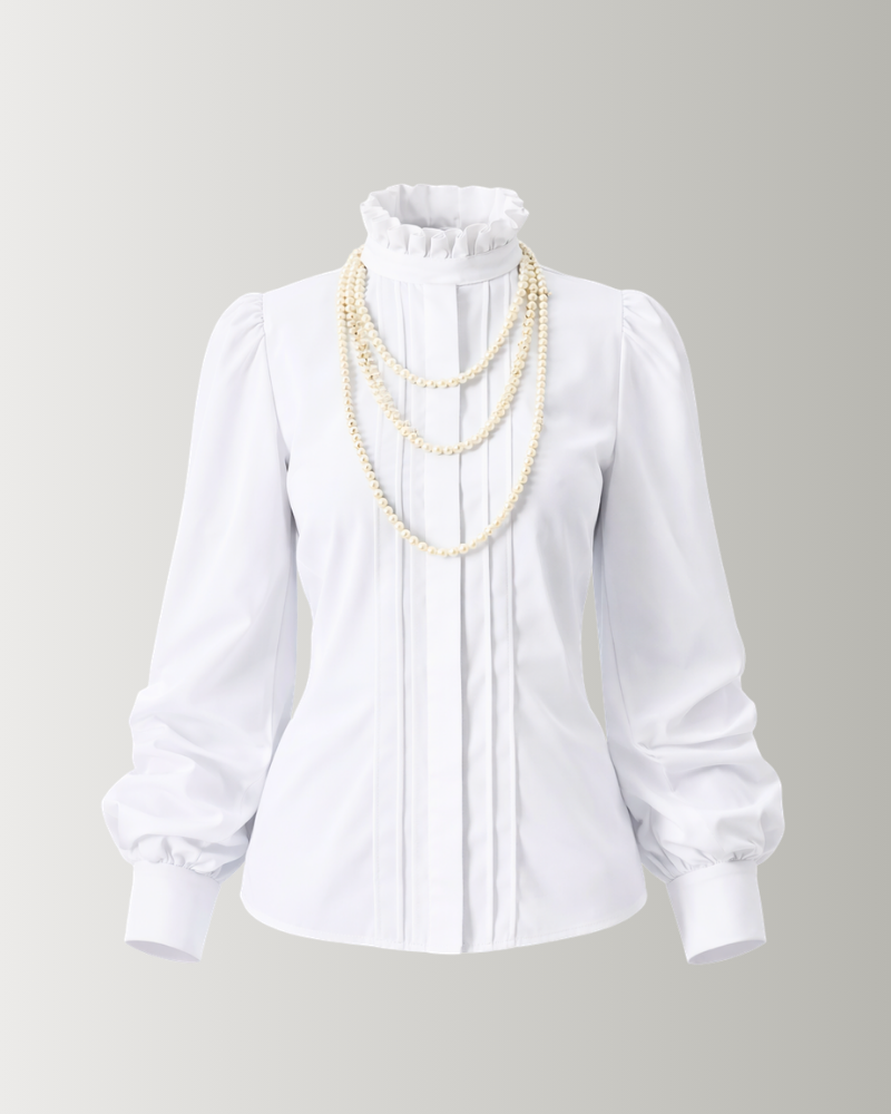 White Ruffle Sleeve Shirt
