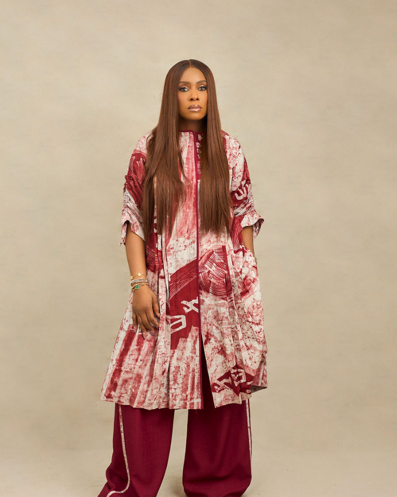 Wine Adire Pleated Tunic Set - Image 4