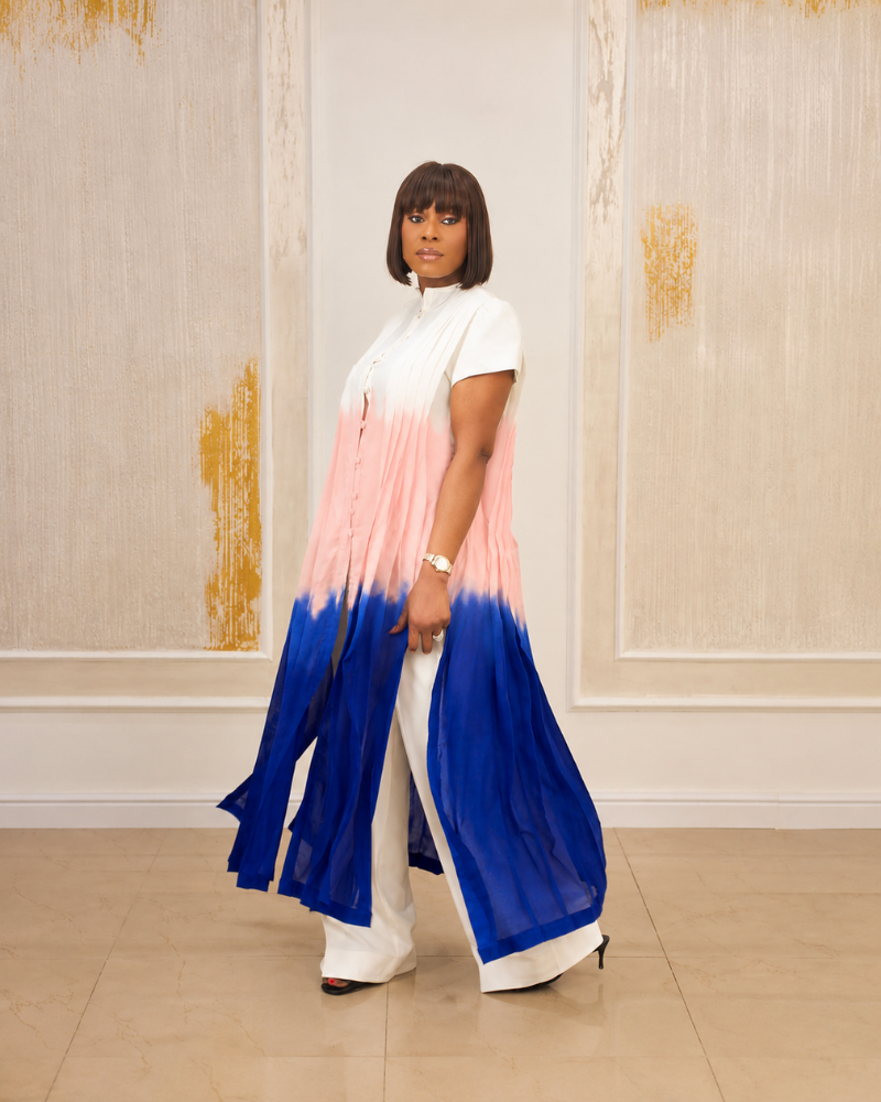 Blue Ombré Pleated Tunic Set - Image 3