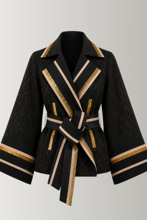 Black Asooke Trench Jacket