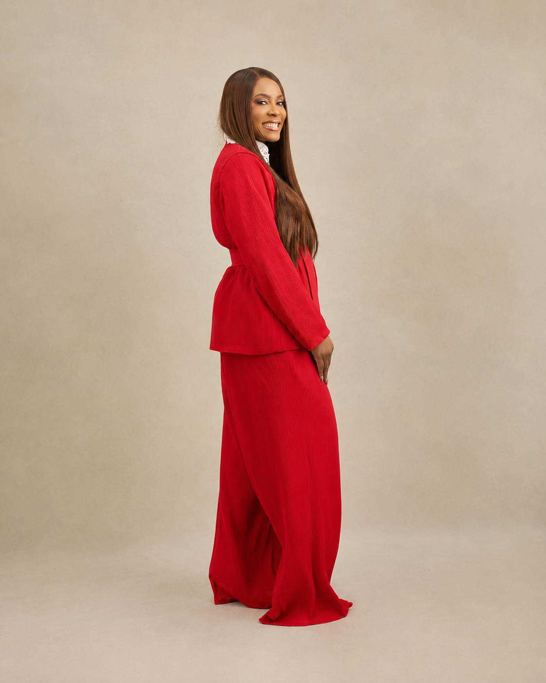 Pleated Wrap Top & Pants Set - Image 5