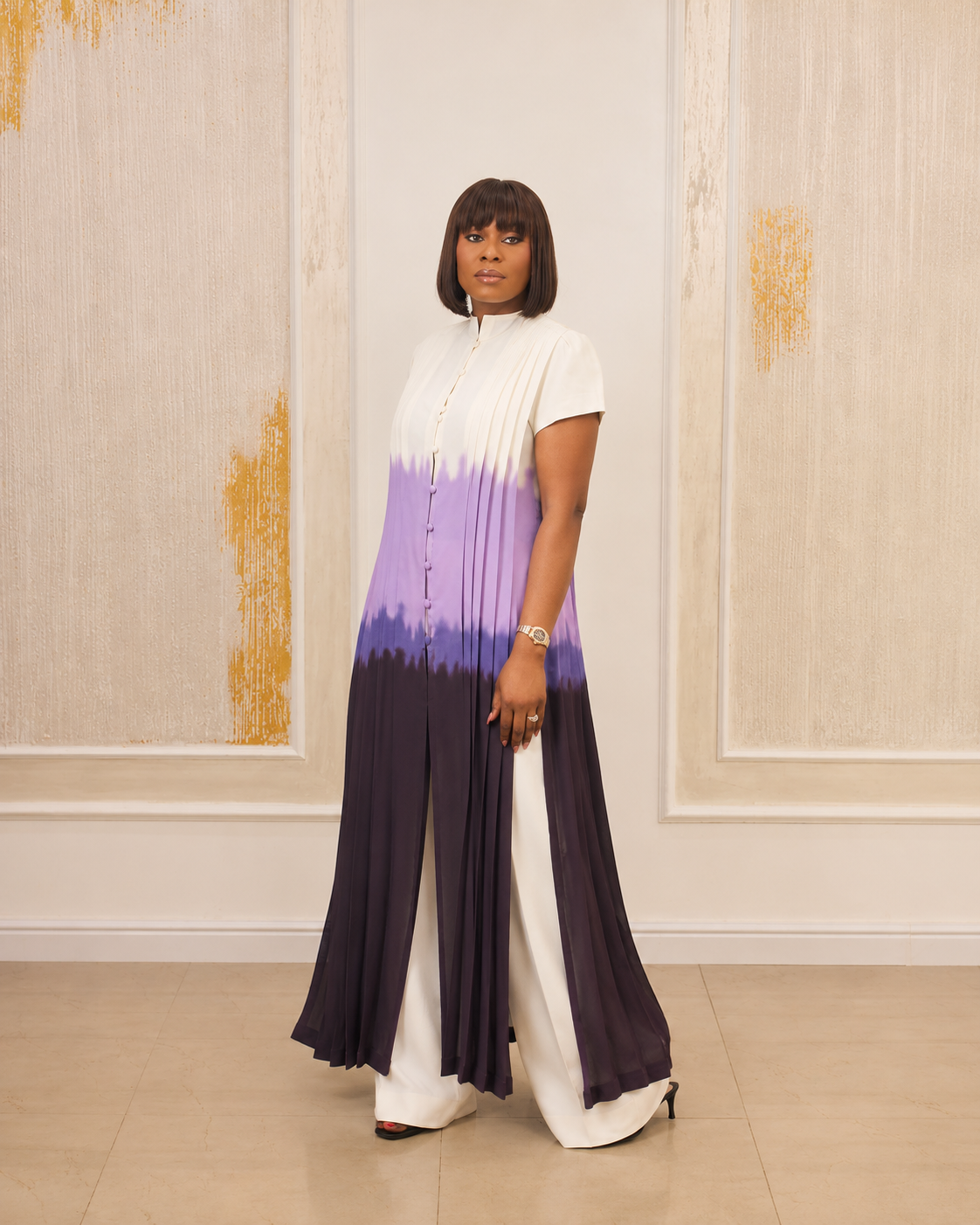 Purple Ombré Pleated Tunic Set - Image 5
