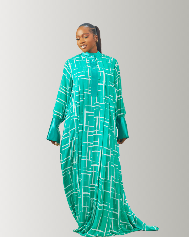 The Zaria Maxi Dress In Green & White
