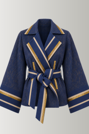 Blue Asooke Trench Jacket